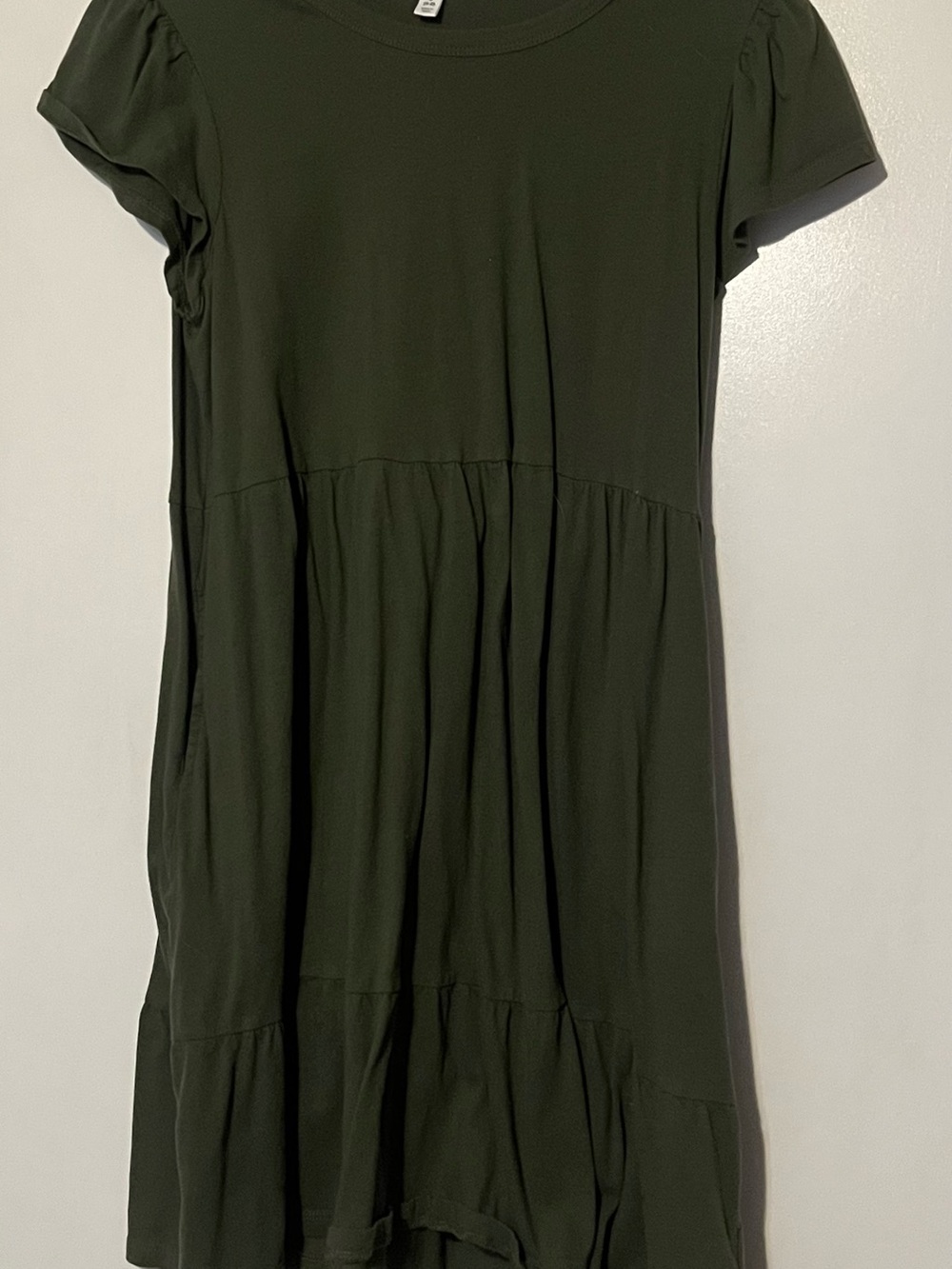 Time and Tru Girls Olive Tiered Short Sleeve Dress